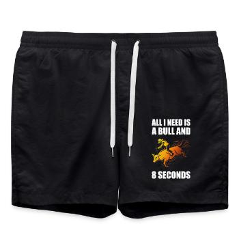All I Need Is A Bull And 8 Seconds Rodeo Cowboy - Badeshorts - Schwarz - Vorne - AI Model Male 185 light (185cm)