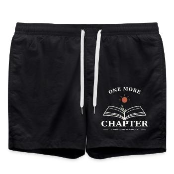 One More Chapter – Buch & Lesezeit - Badeshorts - Schwarz - Vorne - AI Model Male 185 light (185cm)