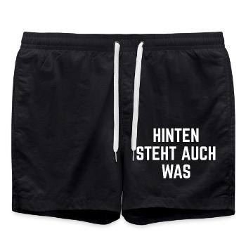 Hinter Steht Auch Was Typo - Badeshorts - Schwarz - Vorne - AI Model Male 185 light (185cm)