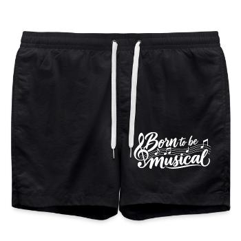 Born to be musical – Musiker Sänger Musikliebe - Badeshorts - Schwarz - Vorne - AI Model Male 185 light (185cm)