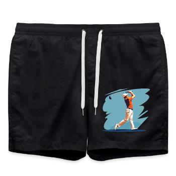 Golfspieler Grafik - Badeshorts - Schwarz - Vorne - AI Model Male 185 light (185cm)