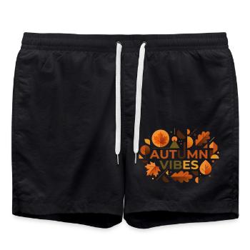 Herbststimmung: Laubfarbener Glow - Badeshorts - Schwarz - Vorne - AI Model Male 185 light (185cm)