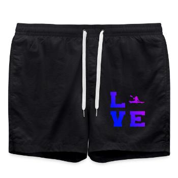Geschenkidee für eine Wildwasserfahrerin mit Kajak - Badeshorts - Schwarz - Vorne - AI Model Male 185 light (185cm)
