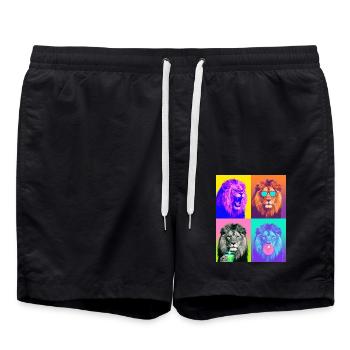 Löwen Löwe - Badeshorts - Schwarz - Vorne - AI Model Male 185 light (185cm)
