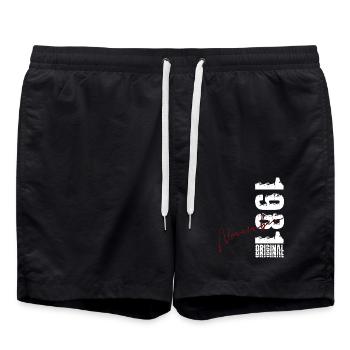 45. Geburtstag Geschenk November Original 1981 - Badeshorts - Schwarz - Vorne - AI Model Male 185 light (185cm)