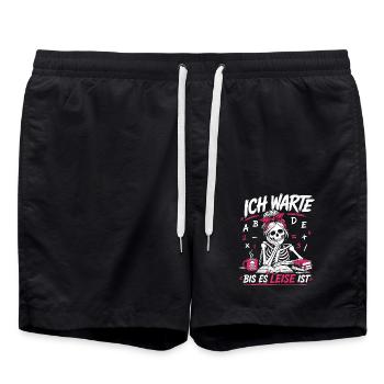 Ich warte bis es leise ist Lehrer - Badeshorts - Schwarz - Vorne - AI Model Male 185 light (185cm)