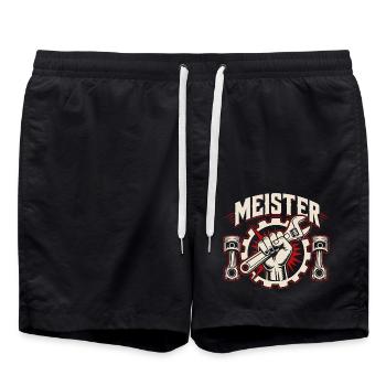 KFZ Meister Meisterprüfung bestanden - Badeshorts - Schwarz - Vorne - AI Model Male 185 light (185cm)