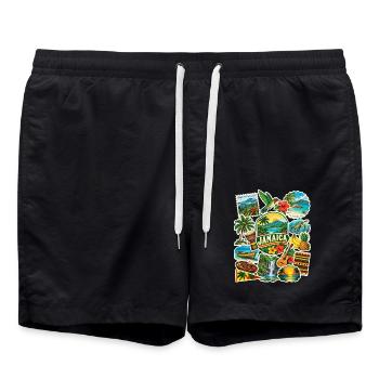 Jamaika Reisesticker - Badeshorts - Schwarz - Vorne - AI Model Male 185 light (185cm)