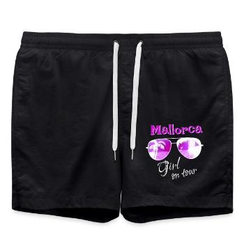 Mallorca Girl on tour - Sonnenbrille Palmen - Badeshorts - Schwarz - Vorne - AI Model Male 185 light (185cm)