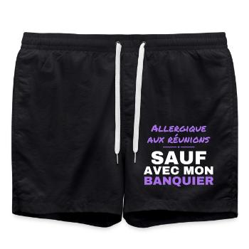 Allergisch gegen Meetings außer Banker - Badeshorts - Schwarz - Vorne - AI Model Male 185 light (185cm)