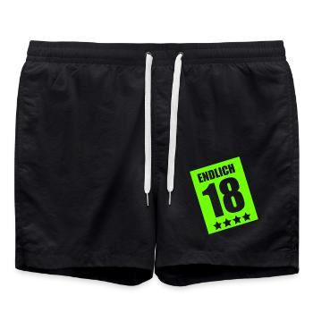Endlich 18 Geburtstag Neon - Badeshorts - Schwarz - Vorne - AI Model Male 185 light (185cm)