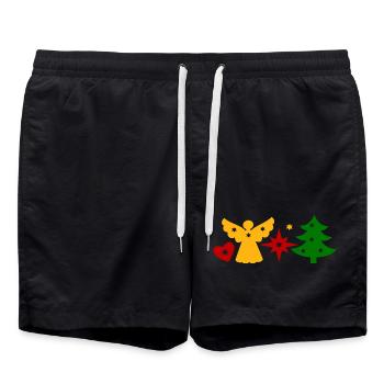 Engel Stern Tannenbaum - Badeshorts - Schwarz - Vorne - AI Model Male 185 light (185cm)