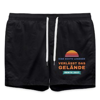 Legende verlässt das Gelände – Rente 2027 - Badeshorts - Schwarz - Vorne - AI Model Male 185 light (185cm)