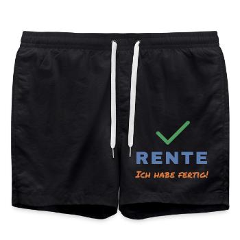 Rente – Ich habe fertig! Ruhestand - Badeshorts - Schwarz - Vorne - AI Model Male 185 light (185cm)