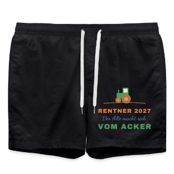 Rentner 2027 – Der Alte macht sich vom Acker - Badeshorts - Schwarz - Vorne - AI Model Male 185 light (185cm)