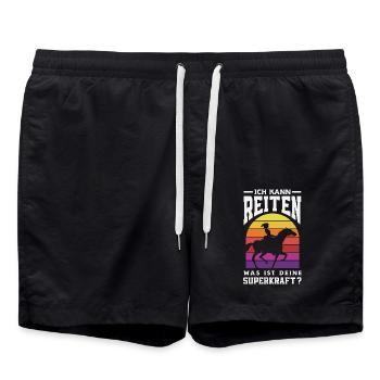 Lustiges Pferdemädchen & Reiter Spruch Geschenke - Badeshorts - Schwarz - Vorne - AI Model Male 185 light (185cm)