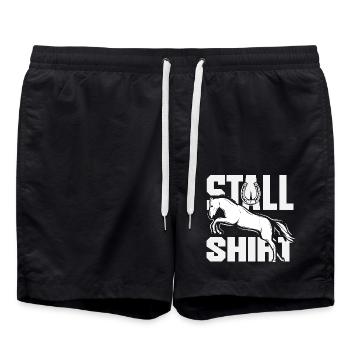 Lustiges Pferdemädchen & Reiter Spruch Geschenke - Badeshorts - Schwarz - Vorne - AI Model Male 185 light (185cm)