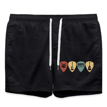 Retro Music Guitar Picks Vintage-Musiker-T-Shirt - Badeshorts - Schwarz - Vorne - AI Model Male 185 light (185cm)