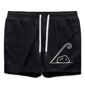 Steingebundener Spazierstock - Badeshorts - Schwarz - Vorne - AI Model Male 185 light (185cm)