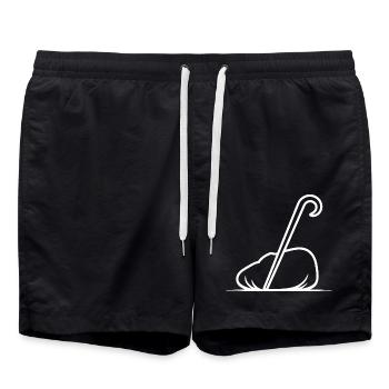 Gebogener Stock Minimal-Linienzeichnung - Badeshorts - Schwarz - Vorne - AI Model Male 185 light (185cm)