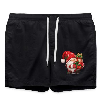 Weihnachtsgnom mit bunten Weihnachtsgeschenken - Badeshorts - Schwarz - Vorne - AI Model Male 185 light (185cm)