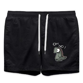Oh No !  Lustiger Dino für Shirts und Sticker - Badeshorts - Schwarz - Vorne - AI Model Male 185 light (185cm)