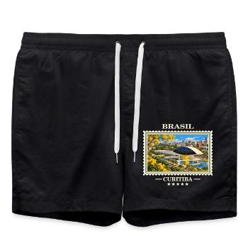 Brasilien Curitiba Vintage Reisemarke - Badeshorts - Schwarz - Vorne - AI Model Male 185 light (185cm)