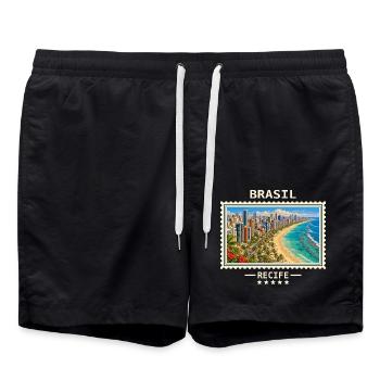 Brasilien Recife Vintage Reisemarke - Badeshorts - Schwarz - Vorne - AI Model Male 185 light (185cm)