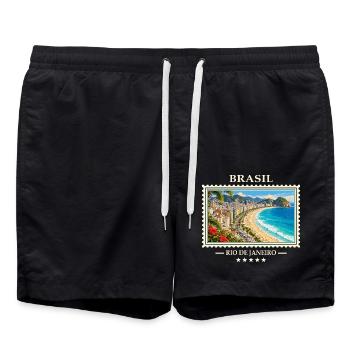 Brasilien Rio de Janeiro Vintage Reisemarke - Badeshorts - Schwarz - Vorne - AI Model Male 185 light (185cm)