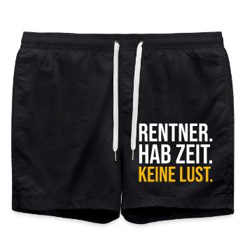 Rentner. Hab Zeit. Keine Lust. - Badeshorts - Schwarz - Vorne - AI Model Male 185 light (185cm)