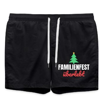 Familienfest überlebt - Badeshorts - Schwarz - Vorne - AI Model Male 185 light (185cm)
