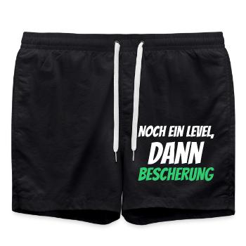 Noch ein Level, dann Bescherung - Badeshorts - Schwarz - Vorne - AI Model Male 185 light (185cm)