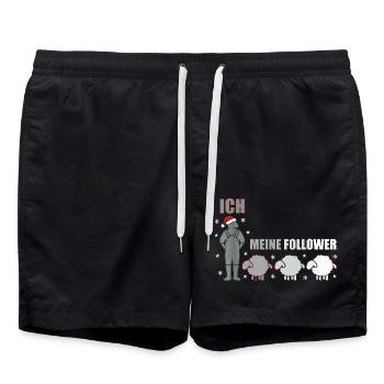 Ich Und Meine Follower Schäfer Schafe Weihnachten - Badeshorts - Schwarz - Vorne - AI Model Male 185 light (185cm)
