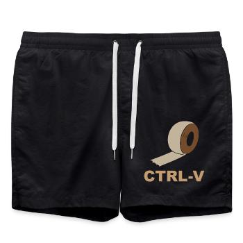 Strg-V Retro Ribbon - Badeshorts - Schwarz - Vorne - AI Model Male 185 light (185cm)