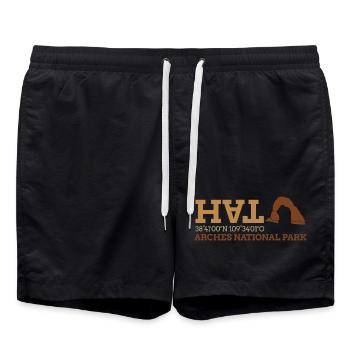Arches Utah Geometrische Terrakotta - Badeshorts - Schwarz - Vorne - AI Model Male 185 light (185cm)