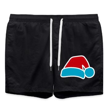 Weihnachtsmann-Pop-Hut Blau-Rot - Badeshorts - Schwarz - Vorne - AI Model Male 185 light (185cm)