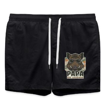 Papa die Legende Wildschwein - Badeshorts - Schwarz - Vorne - AI Model Male 185 light (185cm)