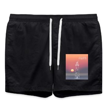 Der Sonnenuntergang gehört nicht zum Design - Badeshorts - Schwarz - Vorne - AI Model Male 185 light (185cm)