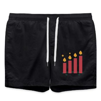 Vier Adventskerzen – ruhiges Weihnachtsmotiv - Badeshorts - Schwarz - Vorne - AI Model Male 185 light (185cm)