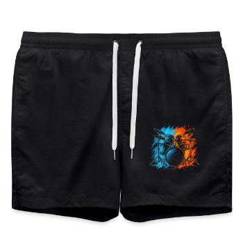 Schlagzeuger Drummer Jungen Kinder Schlagzeug - Badeshorts - Schwarz - Vorne - AI Model Male 185 light (185cm)
