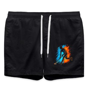 Hockey Floorball Herren Kinder Feldhockey Jungen - Badeshorts - Schwarz - Vorne - AI Model Male 185 light (185cm)