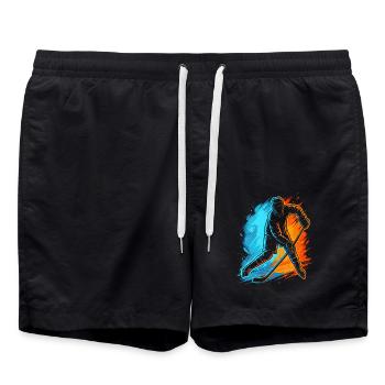 Eishockey Eishockeyspieler Kinder Jungen Hockey - Badeshorts - Schwarz - Vorne - AI Model Male 185 light (185cm)