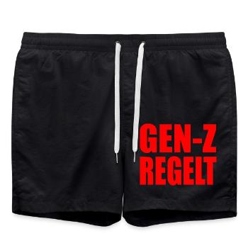 gen z regelt das - Badeshorts - Schwarz - Vorne - AI Model Male 185 light (185cm)