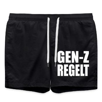 gen z regelt  - Badeshorts - Schwarz - Vorne - AI Model Male 185 light (185cm)