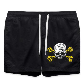 Schädel mit gelben Knochenkreuz - Badeshorts - Schwarz - Vorne - AI Model Male 185 light (185cm)