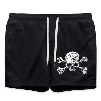 Schädelkreuz Motiv - Badeshorts - Schwarz - Vorne - AI Model Male 185 light (185cm)