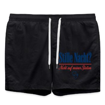 Stille Nacht Nicht auf meiner Station Pflege - Badeshorts - Schwarz - Vorne - AI Model Male 185 light (185cm)