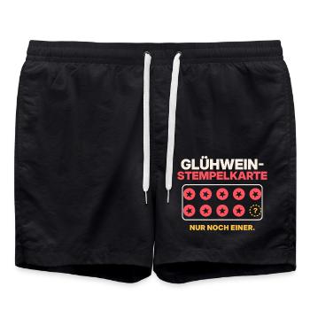 Glühwein-Stempelkarte - Badeshorts - Schwarz - Vorne - AI Model Male 185 light (185cm)