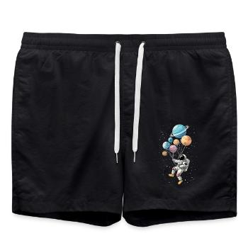 Astronaut mit Ballons Planeten Raumfahrt - Badeshorts - Schwarz - Vorne - AI Model Male 185 light (185cm)