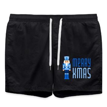 Merry Xmas Nussknacker blau - Badeshorts - Schwarz - Vorne - AI Model Male 185 light (185cm)
